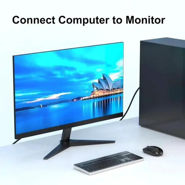 Alt view image 3 of 6 - JAENFONG HDMI to VGA Cable 6ft Male to Male Active Adapter Cord Gold-Plated Connector Converter Connect Laptop Desktop to Monitor Projector HDTV