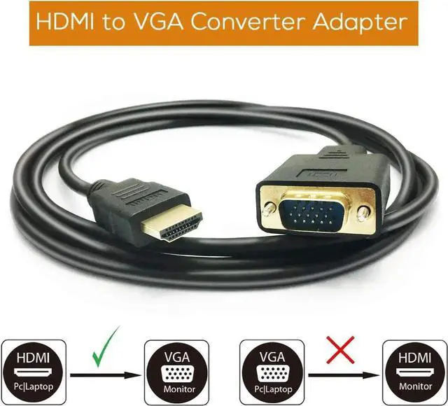 Alt view image 4 of 7 - JAENFONG HDMI to VGA Cable 1080P HDMI Male to VGA Male M/M Video Converter Cord vga Adapter Compatible with hdmi Desktop Laptop DVD to 15 Pin D-SUB HDTV Monitor Projector (2Pack)