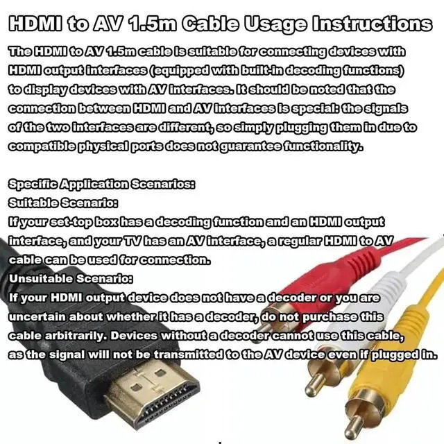 Alt view image 2 of 2 - JAENFONG HDMI Cable 5ft/1.5m 1080P HDMI Male to 3 Video Audio AV Cable Connector Adapter Transmitter for VCD DVD TV HDTV