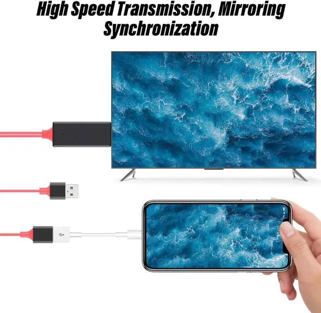 Alt view image 5 of 7 - JAENFONG USB to HDTV Cable Wire Dongle - HDMI Male to USB Female 1080P HDTV Mirroring Cable for Phone/Pad/S9/S8/Note 8 and More Streaming Sharing (Red)