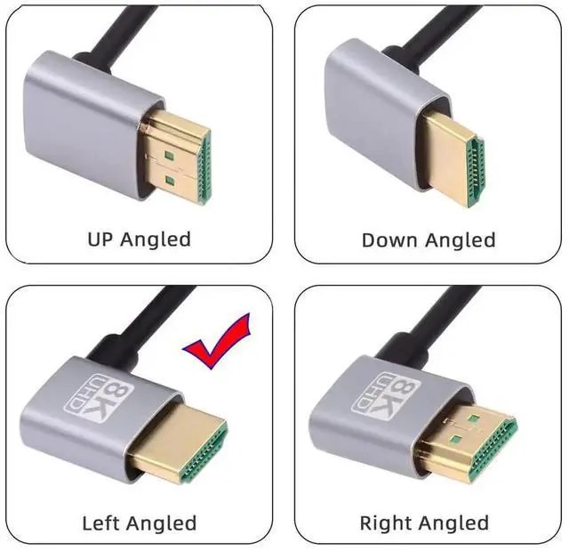 Alt view image 4 of 7 - JAENFONG HDMI 2.1 Ultra Thin HDTV Cable 8K 4K Hyper Super Flexible Slim Cord Left Angled 90 Degree Type-A Male to Male for Computer HDTV 100CM