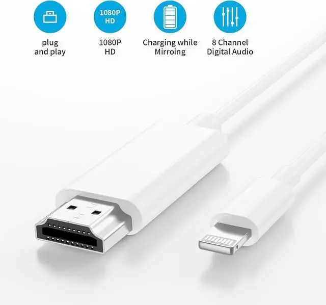 Alt view image 3 of 6 - [ MFi Certified] Lightning to HDMI Adapter for iPhone 1080P Lightning Digital AV Adapter HDTV Cord Connector Compatible with iPhone14 13 12 11 Pro Max XS XR X to TV Projector Monitor-6.6FT