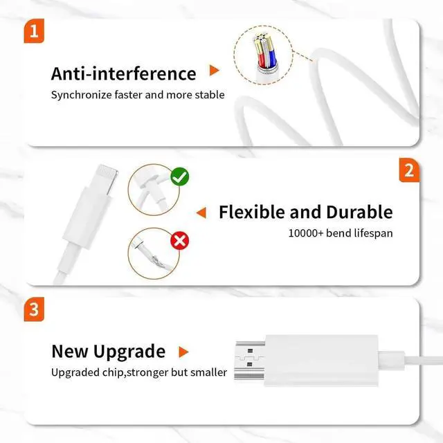 Alt view image 2 of 6 - [ MFi Certified] Lightning to HDMI Adapter for iPhone 1080P Lightning Digital AV Adapter HDTV Cord Connector Compatible with iPhone14 13 12 11 Pro Max XS XR X to TV Projector Monitor-6.6FT