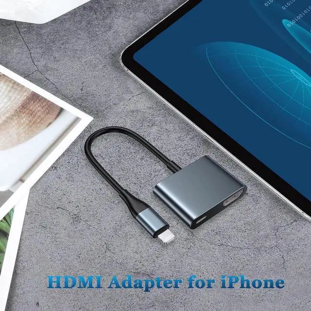 Alt view image 4 of 7 - Lightning to HDMI Digital AV Adapter 1080P HD Video HDMI Sync Screen and Audio Connector Cable with Charging Port Compatible with iPhone 14/ 13/ 12/iPad on HDTV/Projector/Monitor Support iOS17/16/15