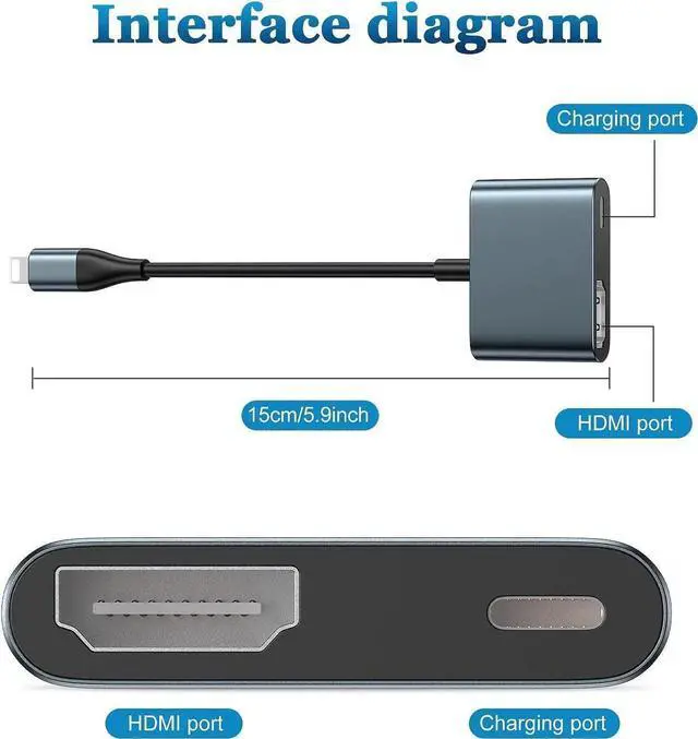 Alt view image 5 of 7 - Lightning to HDMI Digital AV Adapter 1080P HD Video HDMI Sync Screen and Audio Connector Cable with Charging Port Compatible with iPhone 14/ 13/ 12/iPad on HDTV/Projector/Monitor Support iOS17/16/15