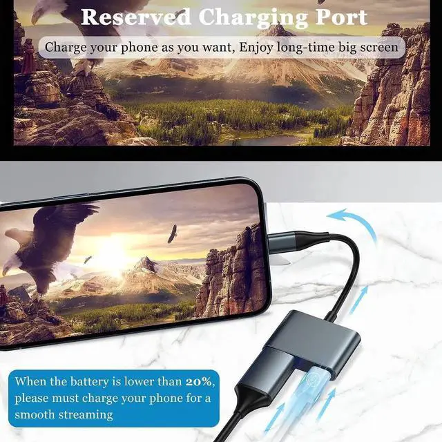 Alt view image 7 of 7 - Lightning to HDMI Digital AV Adapter 1080P HD Video HDMI Sync Screen and Audio Connector Cable with Charging Port Compatible with iPhone 14/ 13/ 12/iPad on HDTV/Projector/Monitor Support iOS17/16/15