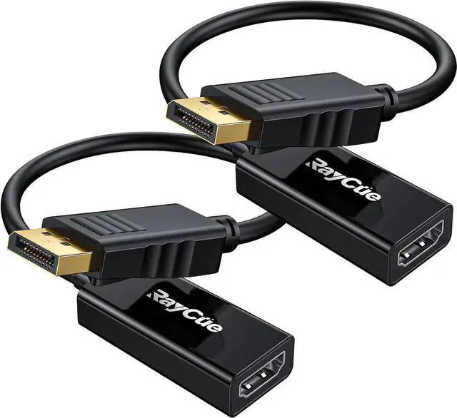 Main image of JAENFONG 4K DisplayPort to HDMI Adapter Cable 2 Pack Display Port to HDMI Converter Cable Male to Female Port Compatible with PC Monitor Projector HDTV