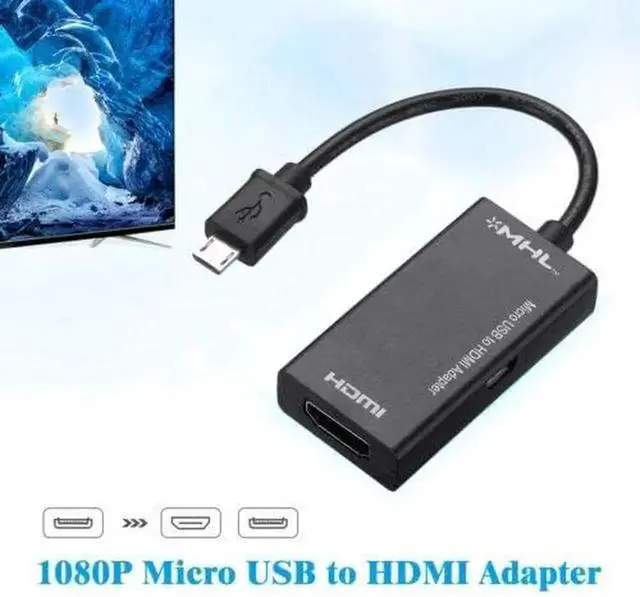 Alt view image 2 of 5 - JAENFONG MHL Micro USB to HDMI 1080P MHL HDTV Cable Micro USB 2.0 to HDMI Adapter for Android Phone Supports Video USA