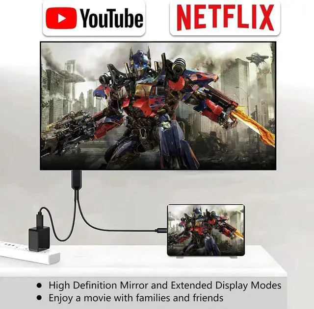 Alt view image 6 of 6 - JAENFONG USB C to HDMI Cable Phone to TV Adapter 6Ft 4K Display & Charging for MacBook Pro/iPad Pro/Chromebook/Laptop/ Phones to TV/Monitor/Projector