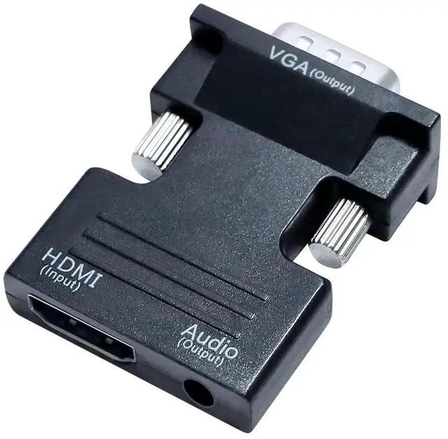 Alt view image 7 of 7 - JAENFONG HDMI to VGA Adapter with 3.5mm Audio Port (PC HDMI Source Output to VGA TV) for Old Computer Monitor Laptop Projector 1080P Video (Female HDMI in Male VGA Out adaptador)