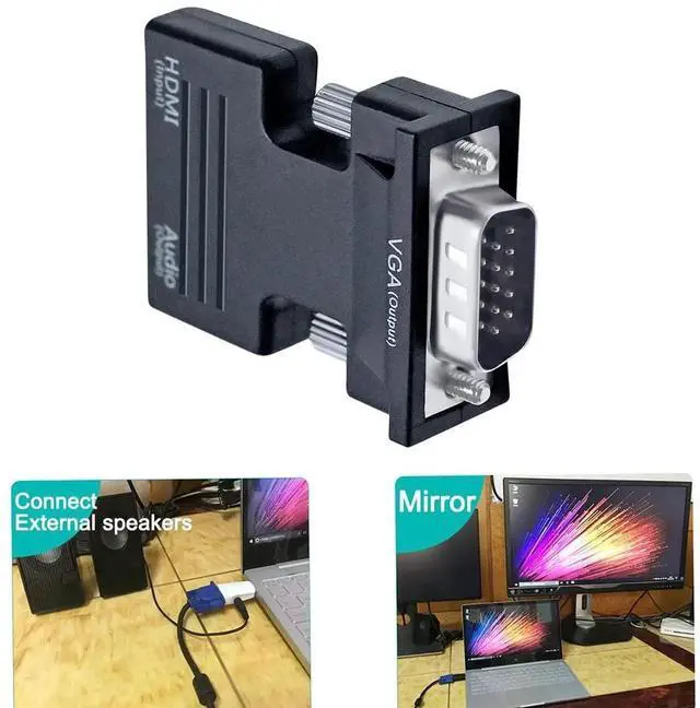 Alt view image 2 of 7 - JAENFONG HDMI to VGA Adapter with 3.5mm Audio Port (PC HDMI Source Output to VGA TV) for Old Computer Monitor Laptop Projector 1080P Video (Female HDMI in Male VGA Out adaptador)