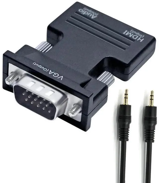 Main image of JAENFONG HDMI to VGA Adapter with 3.5mm Audio Port (PC HDMI Source Output to VGA TV) for Old Computer Monitor Laptop Projector 1080P Video (Female HDMI in Male VGA Out adaptador)