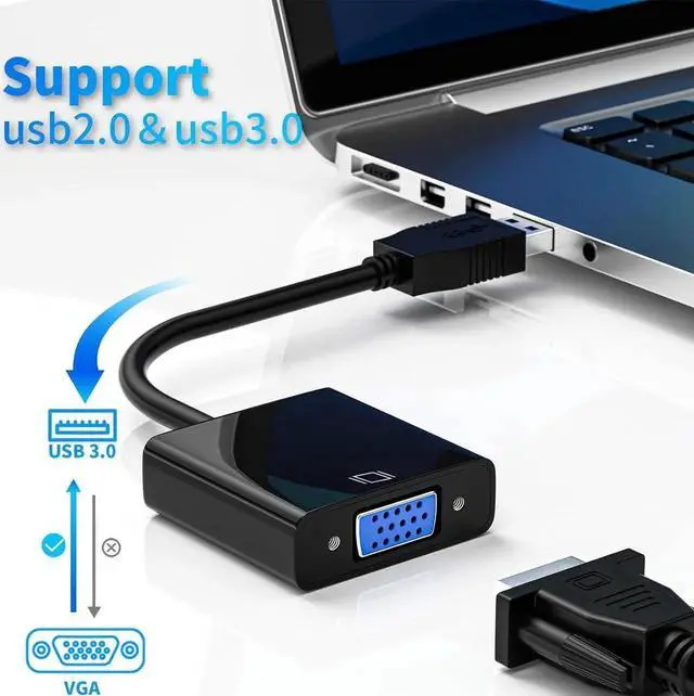 Alt view image 6 of 7 - JAENFONG USB to VGA Adapter USB3.0/2.0 to VGA Adapter Multi-Display Video Converter Full HD 1080P External Video Card Multi Monitor Desktop Laptop HDTV Monitor Projector (Windows 10/8.1/8/7)