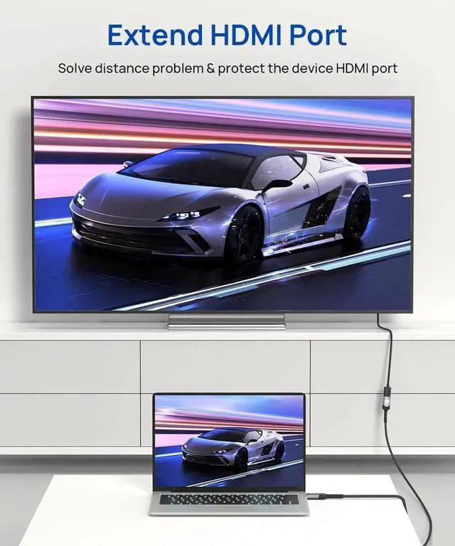 Alt view image 3 of 7 - JAENFONG HDMI Extension Cable 3.3FT 4K 60Hz High Speed HDMI Extender Cord Male to Female Adapter Connector (HDR HDCP 2.2) Compatible with TV Streaming Stick Bluray Player HDTV Laptop PC - Grey