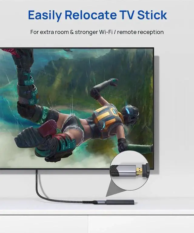 Alt view image 6 of 7 - JAENFONG HDMI Extension Cable 3.3FT 4K 60Hz High Speed HDMI Extender Cord Male to Female Adapter Connector (HDR HDCP 2.2) Compatible with TV Streaming Stick Bluray Player HDTV Laptop PC - Grey