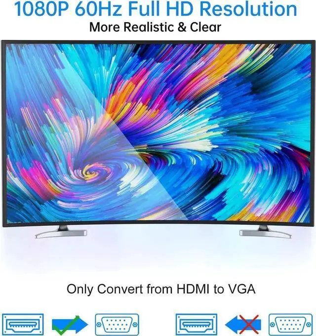 Alt view image 5 of 7 - JAENFONG HDMI to VGA Adapter 2 Pack HDMI to VGA Converter Gold-Plated Male to Female Duplicate Extend Screen for Computer Desktop Monitor Projector HDTV Chromebook