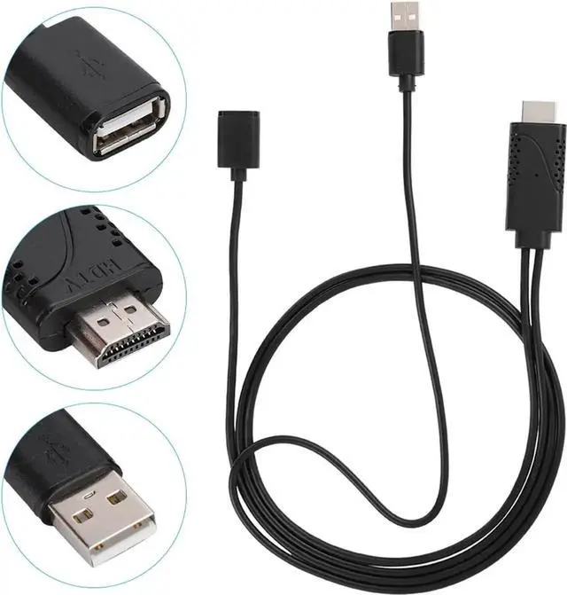 Alt view image 4 of 6 - JAENFONG 2 in 1 1080P USB Female to HDMI Male HDTV Adapter Cable Cord for Android