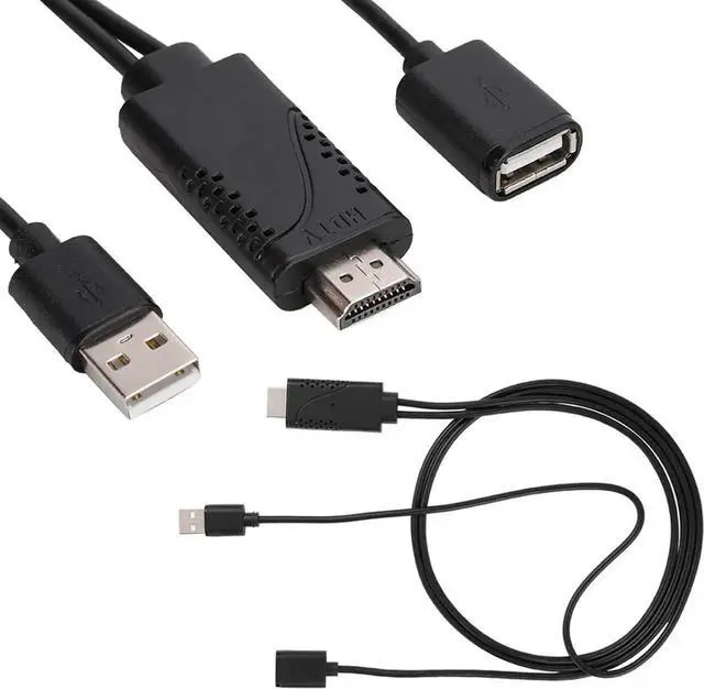 Alt view image 3 of 6 - JAENFONG 2 in 1 1080P USB Female to HDMI Male HDTV Adapter Cable Cord for Android