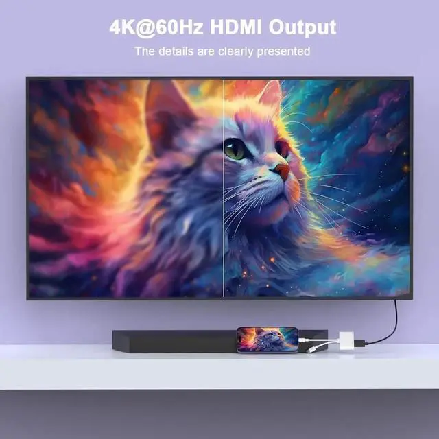 Alt view image 4 of 7 - [MFi Certified] Lightning and USB-C to HDMI Adapter 4K@60Hz 2 in 1 Lightning/Type C Digital AV HDMI Adapter Cord Compatible with iPhone 17 16 15 14 13 12 11 Pro Max XS XR X for HDTV/Projector/Monitor