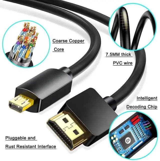 Alt view image 3 of 7 - Micro USB to HDMI Converter 4K 1080P HDMI Extender Cable 1.5M/ 5ft Adapter Copy and Expand Videos Pictures from Mobile Phone or Tablet to HDTV Monitor Projector Compatible with HDMI-supporting TVs