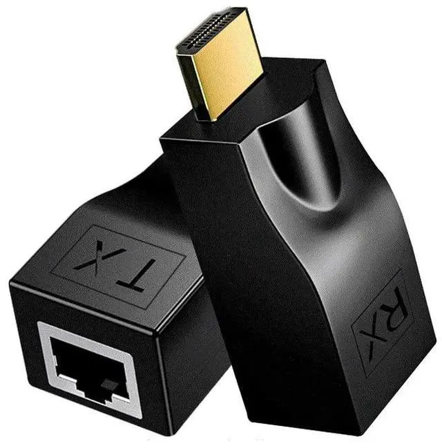 Alt view image 5 of 7 - JAENFONG HDMI Extender Adapter Over Cat5e/6 (1pair) HDMI Repeater to RJ45 Ethernet Network Converter 4k HD 1080p UP to 30m/98ft for HDTV Set-top Boxes DVD PS4 STB Black