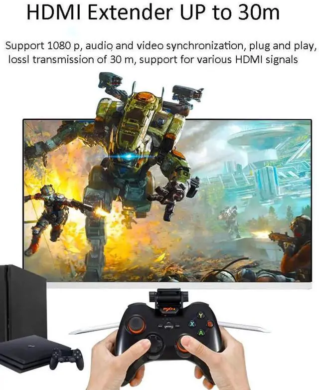 Alt view image 4 of 7 - JAENFONG HDMI Extender Adapter Over Cat5e/6 (1pair) HDMI Repeater to RJ45 Ethernet Network Converter 4k HD 1080p UP to 30m/98ft for HDTV Set-top Boxes DVD PS4 STB Black