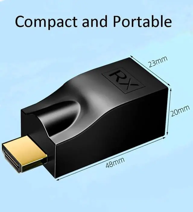 Alt view image 2 of 7 - JAENFONG HDMI Extender Adapter Over Cat5e/6 (1pair) HDMI Repeater to RJ45 Ethernet Network Converter 4k HD 1080p UP to 30m/98ft for HDTV Set-top Boxes DVD PS4 STB Black