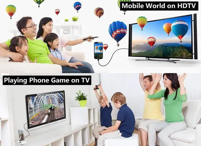 Alt view image 3 of 7 - HDMI Adapter MHL Converter Cable 4K HD Video Digital HDTV Cord Mirrorring for HP MacBook iPhone 15 Pro Max Galaxy S22 Plus S21 S20 S10 Note 20 USB Type C Android Phones to Projector Monitor TV