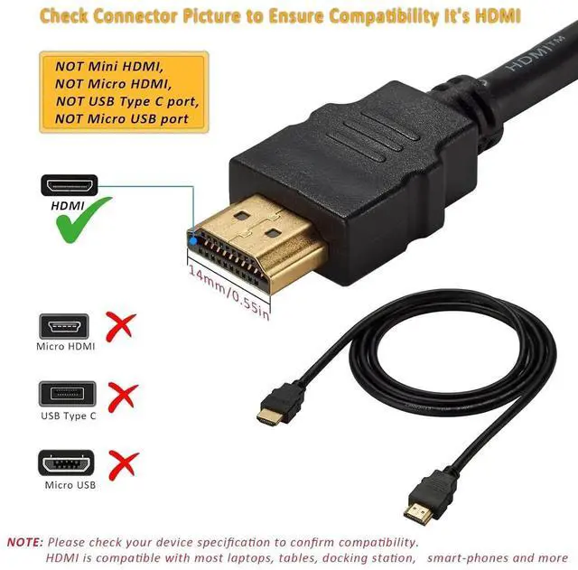 Alt view image 6 of 7 - JAENFONG HDMI to HDMI Cable 2.0 High Speed 4K 60Hz HDMI Adapter Male to Male Compatible with Camera Camcorder Laptops Graphics Card HDTV Tablet EOS RP/EOS 7D Mark II/XA40 4.9FT(Black)