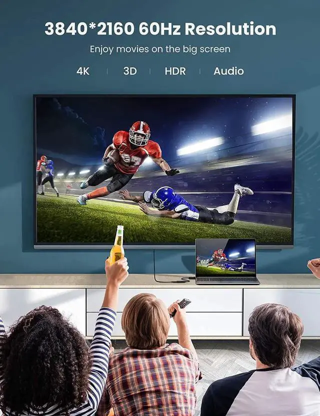 Alt view image 3 of 7 - JAENFONG DisplayPort to HDMI Adapter 4K@60Hz DP to HDMI Male to Female Converter Video Display Cord Compatible with AMD NVIDIA HP PC Laptop HDTV Monitor Projector Computer