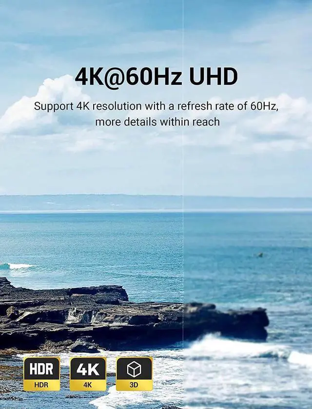 Alt view image 6 of 7 - JAENFONG HDMI Extension Cable 1.6FT 4K 60Hz HDMI Extender Male to Female Cord Compatible with TV Laptop Xbox Blu-Ray PS5/PS4 Switch