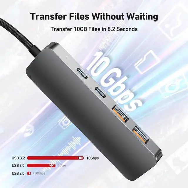 Alt view image 2 of 7 - JAENFONG USB C 3.2 Hub, 4-Port SuperSpeed USB 3.2 Hub with 2*USB A 3.2 Ports, 2*USB 3.2 Gen 2, Compatible with MacBook, Mac Pro, Mac mini, Surface Pro, XPS, PC, Mobile HDD