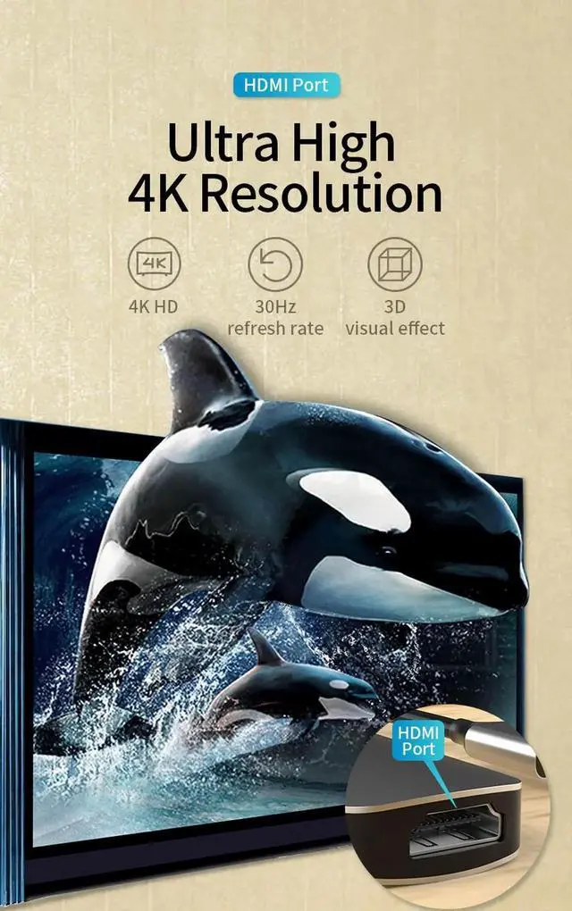 Alt view image 4 of 7 - JAENFONG USB C Hub, 5-In-1 Type C Hub with 4K USB C to HDMI, USB 3.0Ports, USB 2.0 Port, SD/TF Card Reader Portable for Mac Pro and Other Type C Laptops