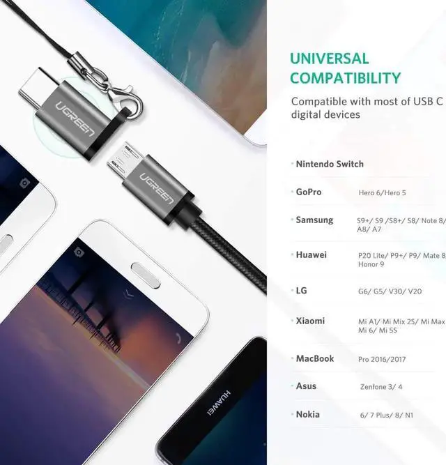 Alt view image 3 of 7 - JAENFONG Micro USB to USB C Adapter with Keychain Compatible Samsung Galaxy S8 New MacBook Pro Pixel XL Nexus 5X 6P, Sony XZ, LG V20 G5 G6