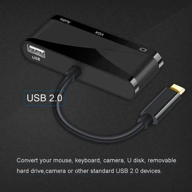 Alt view image 3 of 7 - JAENFONG USB C to HDMI/VGA/USB/Audio Adapter, 4 in 1 USB 3.1 Type-C Hub VGA/HDMI/Audio/USB Video Adapter 4K UHD, Support HDMI&VGA, Male to Female Multi-Display Video Converter