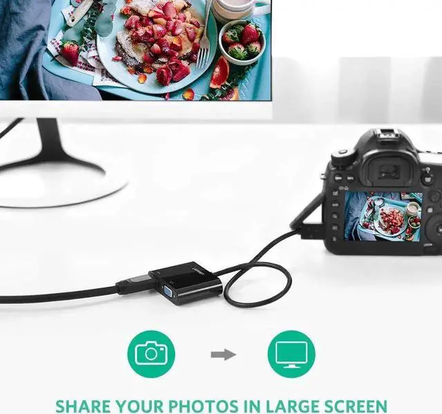 Alt view image 6 of 7 - JAENFONG Active Micro HDMI to HDMI VGA Adapter with Audio for Micro HDMI Enabled Ultrabooks, Tablets, Smartphones, Cameras and Camcorders to Connect to VGA Displays