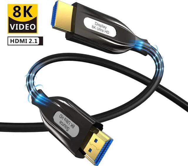 Main image of JAENFONG 8K & 4K HDMI 2.1 Fiber Optic Cable HDMI to HDMI 16FT (supports 8K@60Hz, 4K@120Hz, 1080p & all HDMI devices like PS5, Xbox, Switch Ultra High Speed HDMI cord) - In Wall Long HDMI Cable