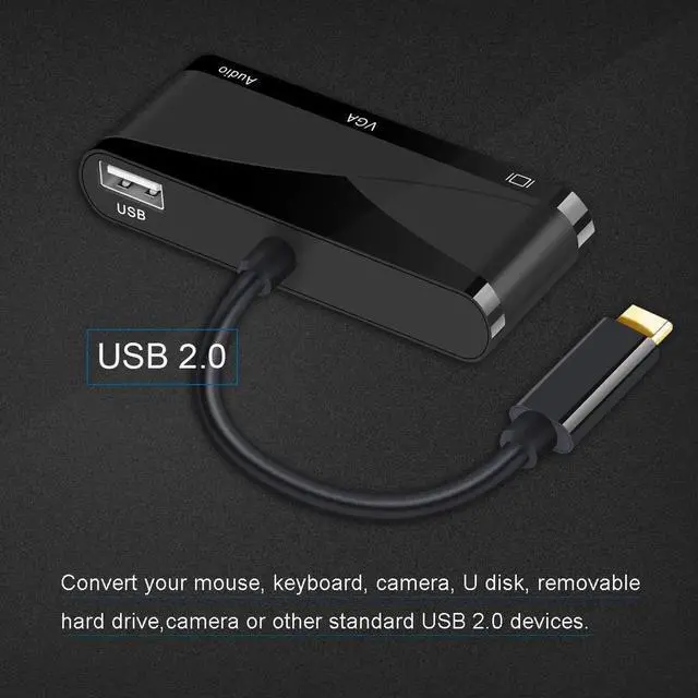 Alt view image 3 of 7 - JAENFONG USB-C to HDMI VGA Adapter, USB 3.1 Type C to VGA HDMI 4K UHD Converter Adaptor for 2016/2017 MacBook, Macbook pro