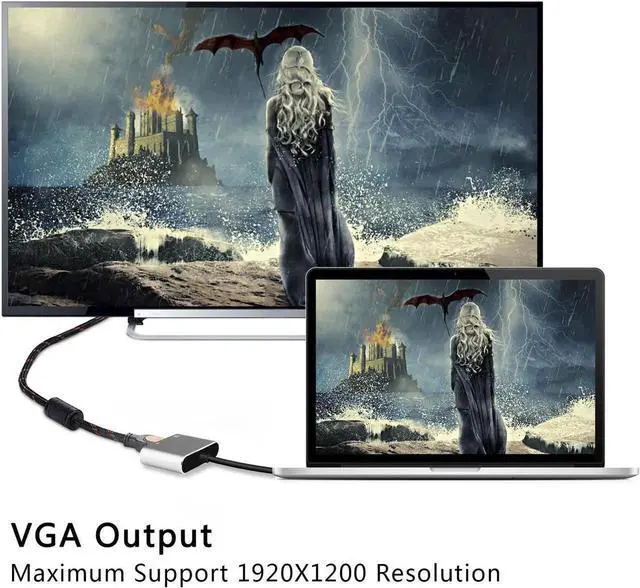 Alt view image 5 of 6 - JAENFONG USB C to VGA HDMI Adapter, JUSB 3.1 Type C to VGA and HDMI Converter, USB C Hub Compatible with MacBook, Surface Go, HP Spectre, Chromebook Pixel, Samsung S8/S9 and More