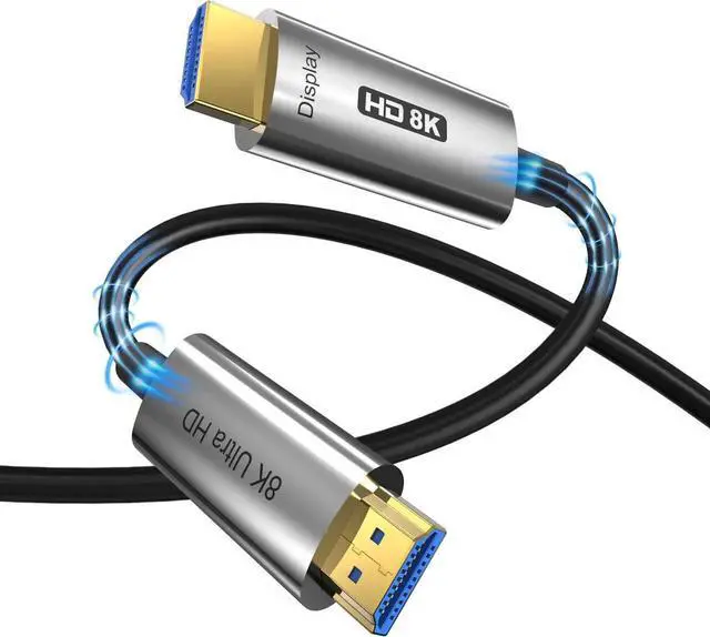Main image of JAENFONG 8K & 4K HDMI 2.1 Fiber Optic Cable 65ft for all HDMI devices like PS5, Xbox, Switch 8K@60Hz 4K@120Hz HDCP 2.2&2.3, eARC,HDR10, Dynamic HDR - In Wall Long HDMI Cable - Silver
