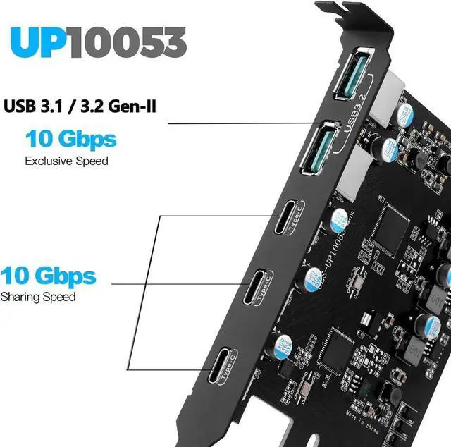 Alt view image 2 of 7 - JAENFONG 5 Ports PCI-E to USB 3.2 Gen 2 Expansion Card, 10Gbps High Speed USB3.2 PCI-EX1 X4 X8 X16 Adapter, Internal USB3.2 Hub Converter for Desktop PC, (3X USB C - 2X USB A)