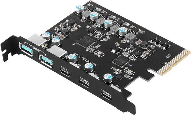 Main image of JAENFONG 5 Ports PCI-E to USB 3.2 Gen 2 Expansion Card, 10Gbps High Speed USB3.2 PCI-EX1 X4 X8 X16 Adapter, Internal USB3.2 Hub Converter for Desktop PC, (3X USB C - 2X USB A)