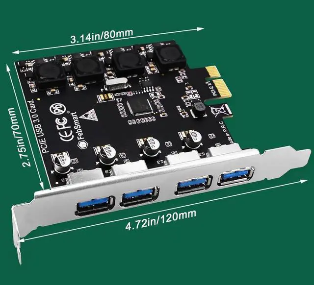 Alt view image 6 of 7 - JAENFONG Pcie USB Card Pcie USB 3.0, 4 Port Pcie Expansion Card 4 Ports USB 3.0 5Gbps High Speed Transmission Stable Power USB 3.0 Front Expansion Card
