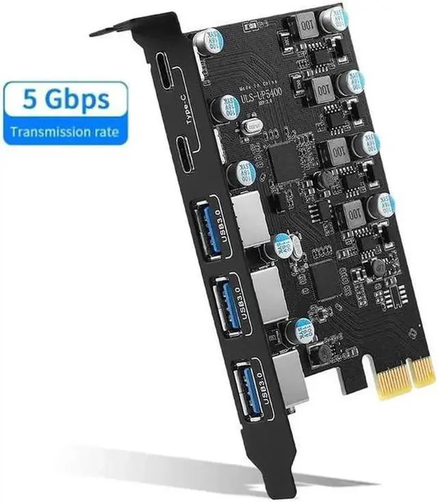 Main image of JAENFONG 5-Ports (2X USB C - 3X USB A) USB PCI Express Card PCIe, 5Gbps High Speed USB3.0 PCI-EX1 X4 X8 X16 Adapter Converter for Desktop PC, for for XP, for WIN7, for WIN8, for WIN8.1, WIN10