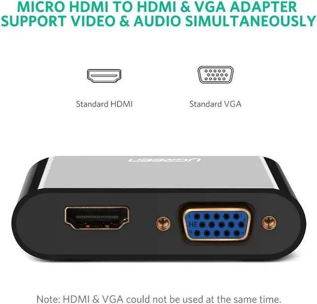 Alt view image 7 of 7 - JAENFONG Micro HDMI to HDMI VGA Converter Adapter With 3.5mm Audio Jack support 4Kx2K HD for Ultrabooks, Tablets, Cameras and Camcorders
