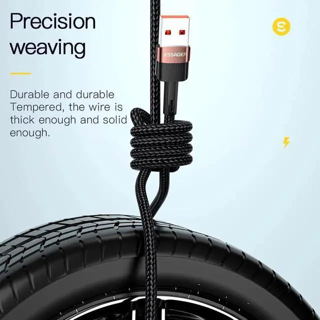 Alt view image 6 of 7 - USB A to USB C Supercharge Braided Cable Data Transfer, 100W PD Fast Charging with 100W QC 4.0 Fast Charging Cord for Samsung Galaxy S10/ S9 / S9+ / S8 / S8+ / Note 8, LG V20 and More, [1-Pack, 3.3ft
