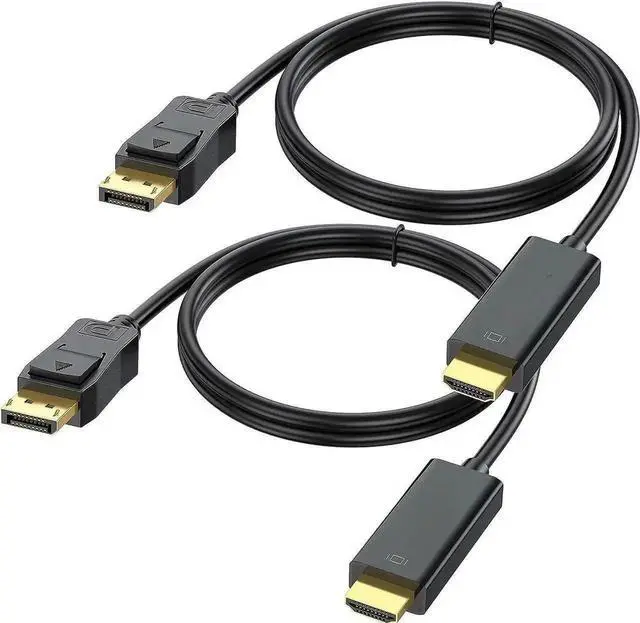 Main image of JAENFONG 4K Displayport to HDMI Cable 6FT 2-Pack Display Port (DP) to HDMI Adapter 6FT Male to Male Cord Converter for PCs to HDTV Monitor Projector.