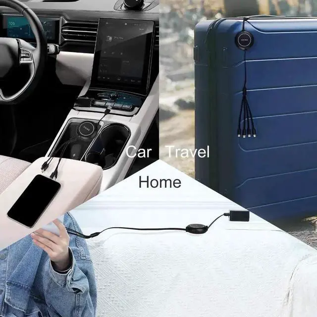 Alt view image 7 of 7 - Multi Charging Cable 4 in 1 3A 2.9FT Universal One-Way Retractable USB Charger Cord Adapter with 2*IP Type C Micro USB Connectors for iOS Phones Android Galaxy Google Pixel LG PS5