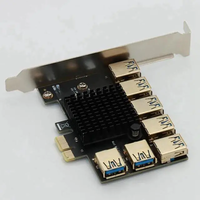 Main image of PCIE 1 to 7 adapter card PCI adapter card PCI-E slot 1X to 16X USB 3.0 adapter card extender for graphics card miners mining