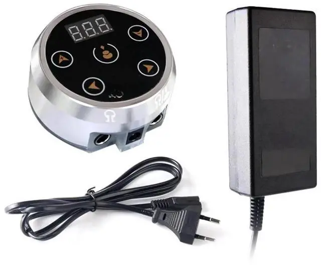 Main image of Power Supply Color Voltage Strip Adapter for Coil and Rotary Tattoo Machines, Silver, European Plug